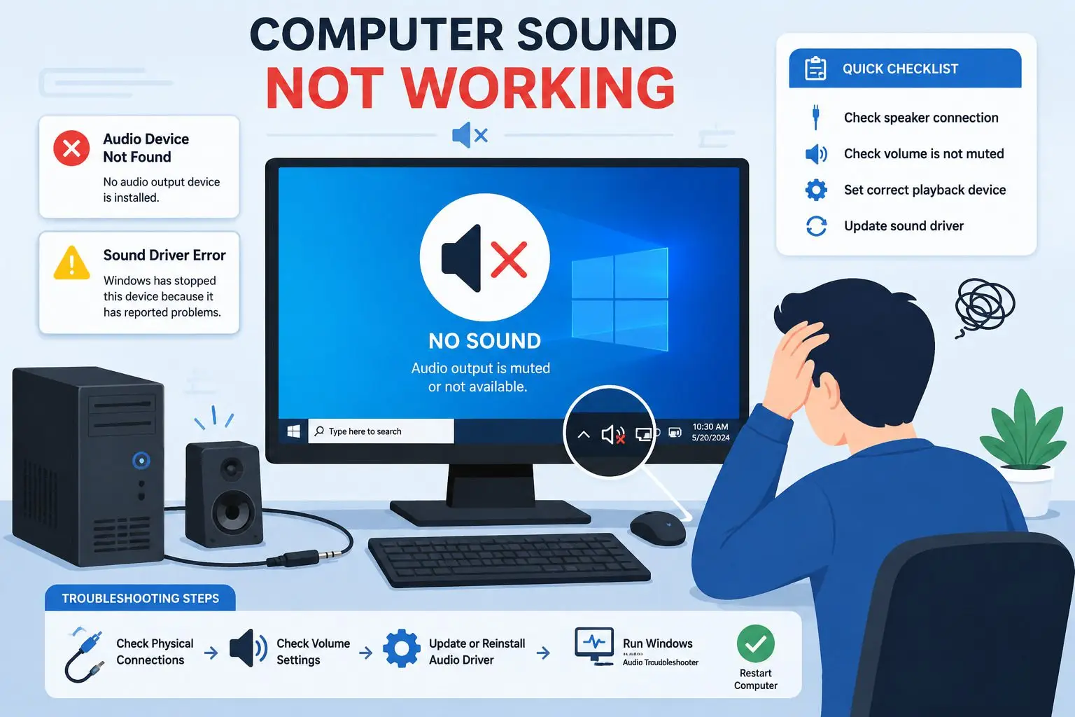 Your Computer Sound Not Working Issues on Windows