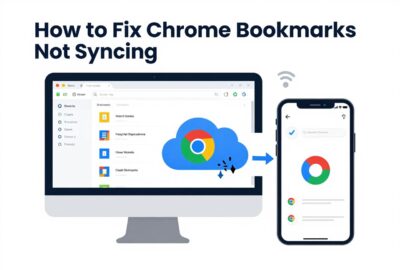 Chrome bookmarks not syncing between desktop and mobile devices with sync troubleshooting icons